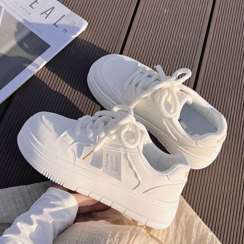 White Shoes Women's Skirt Wear 2024 New Summer Thick-soled Casual Shoes All-match Sports Shoes Dopamine Plate Shoes