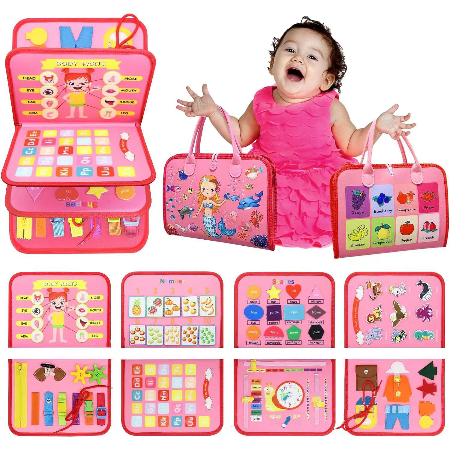 Cross-border New DIY Early Education Game Book Felt Education Board Felt Children's Busy Board Felt Dressing Learning Board