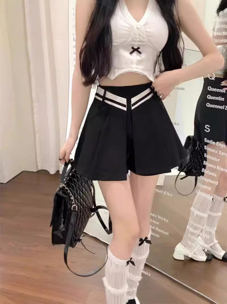 Irregular Suit Short Pants Skirt Women's Design Sense Spice Girl Casual Wide Leg Hot Pants High Waist A- Line Pleated Skirt Pants Autumn