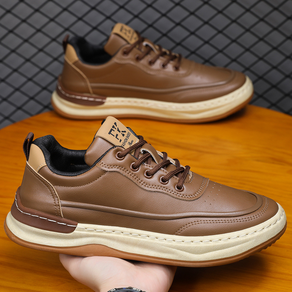 Men's Casual Shoes Thick Bottom Trendy Shoes Four Seasons Fashionable All-match Low-top Board Shoes Breathable Men's Shoes Flat White Shoes for Men