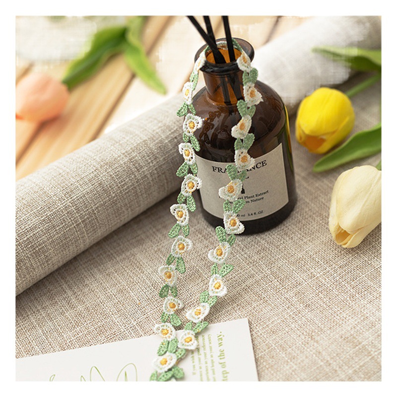 1.5cm white green yellow flower embroidery water soluble lace bar code ethnic Chinese clothing children's clothing women's decorative accessories