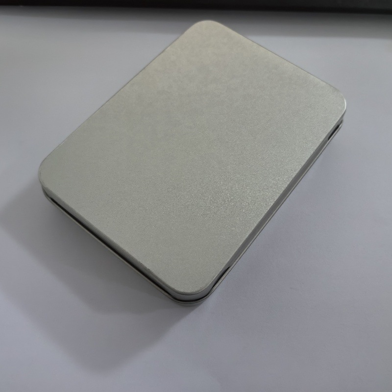 Picture of Square Iron Box Packaging in stock Silver White Push-pull Flip Instagram Small Iron Box with Window Opening Tinplate Box Iron Box