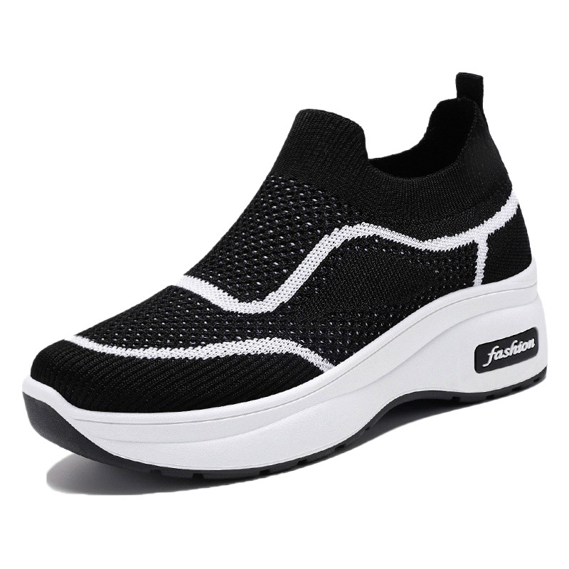 Picture of Women's Shoes, New Autumn Style, Thick-Soled Casual Shoes, Soft-Soled Comfortable Height-Increasing Shoes, Versatile Single Shoes, Fly-Knit Breathable Mesh Shoes