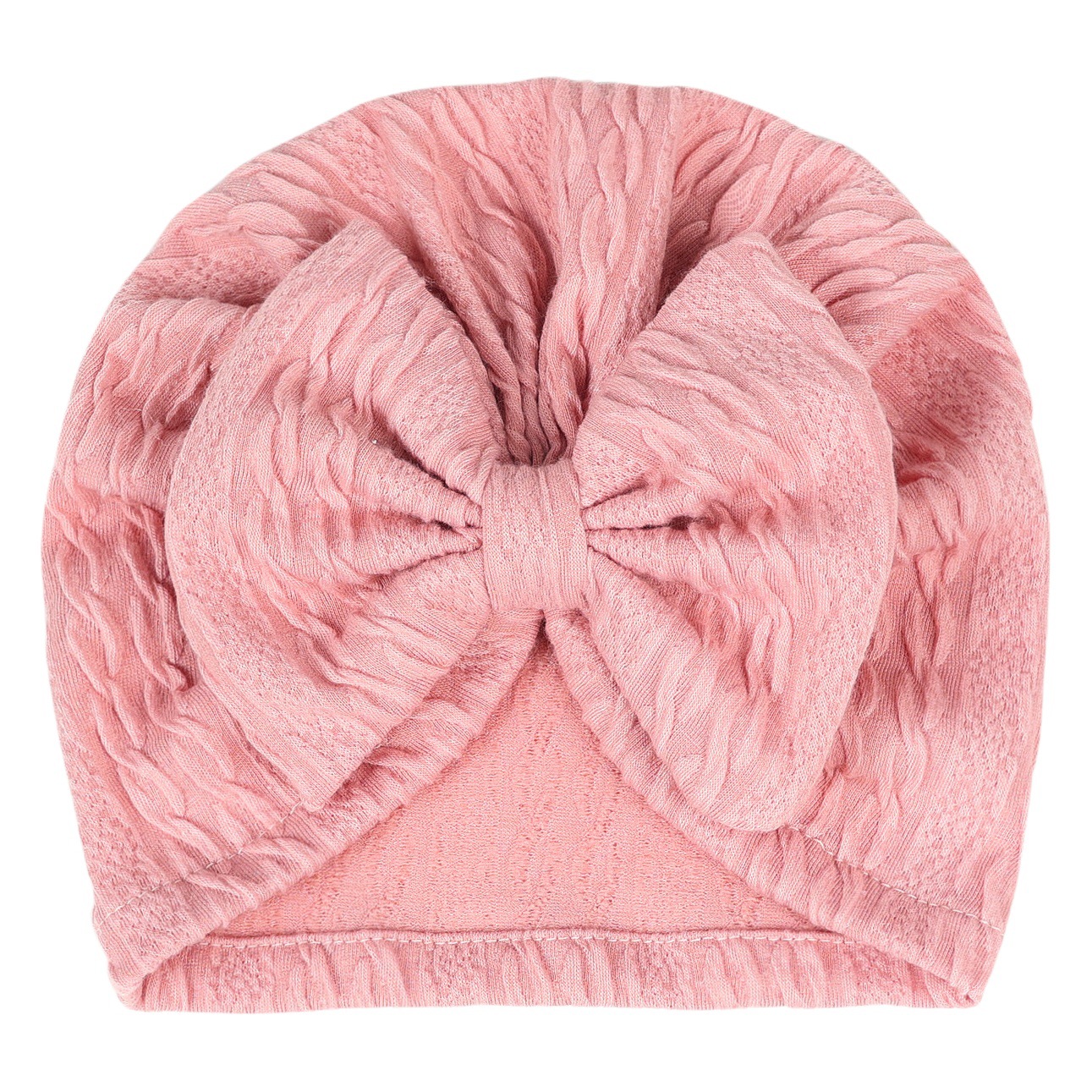 Cross-border European and American new baby solid color pullover hat children bow Indian hat newborn water ripple tire hat