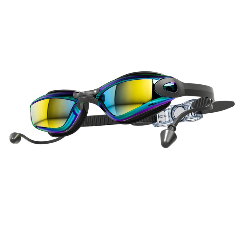 Large frame swimming goggles HD anti-fog waterproof large vision myopia swimming goggles men and women electroplating swimming glasses factory wholesale