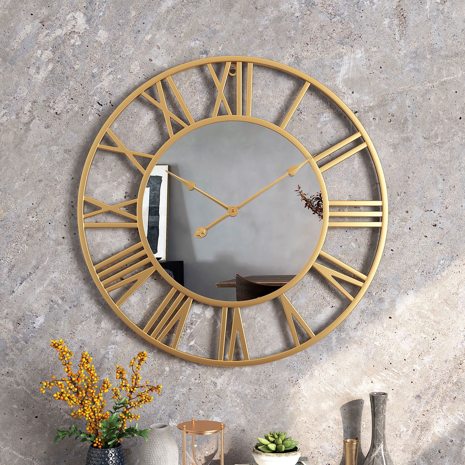 Iron mirror clock ebay Amazon European iron wall clock living room Foreign trade support a generation of silent wall clock