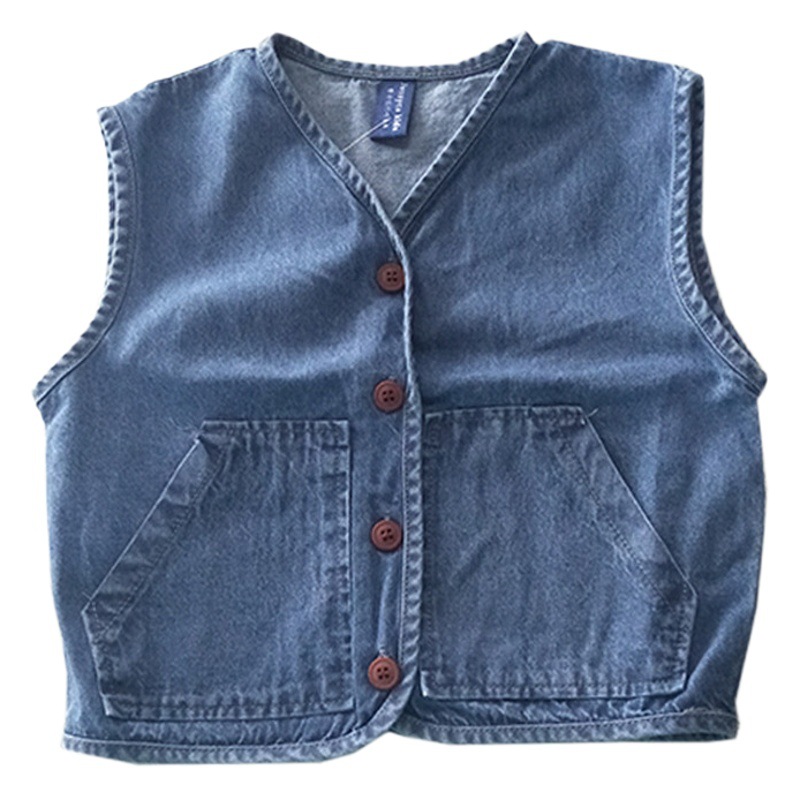 Picture of Korean Style Trendy Children's Spring and Autumn New Vest with Pockets, Loose and Versatile Casual Denim Jacket 2025