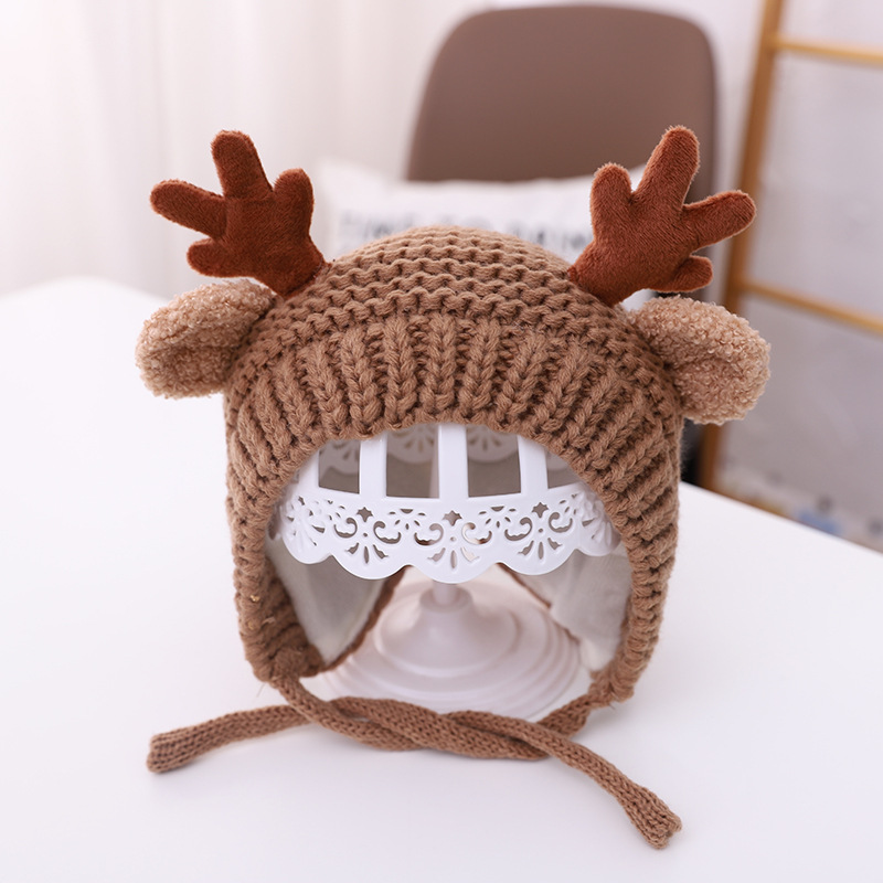 Picture of Small antlers Garry cloth baby knitted hat Autumn New Baby wool cap warm baby cap MZ9789
