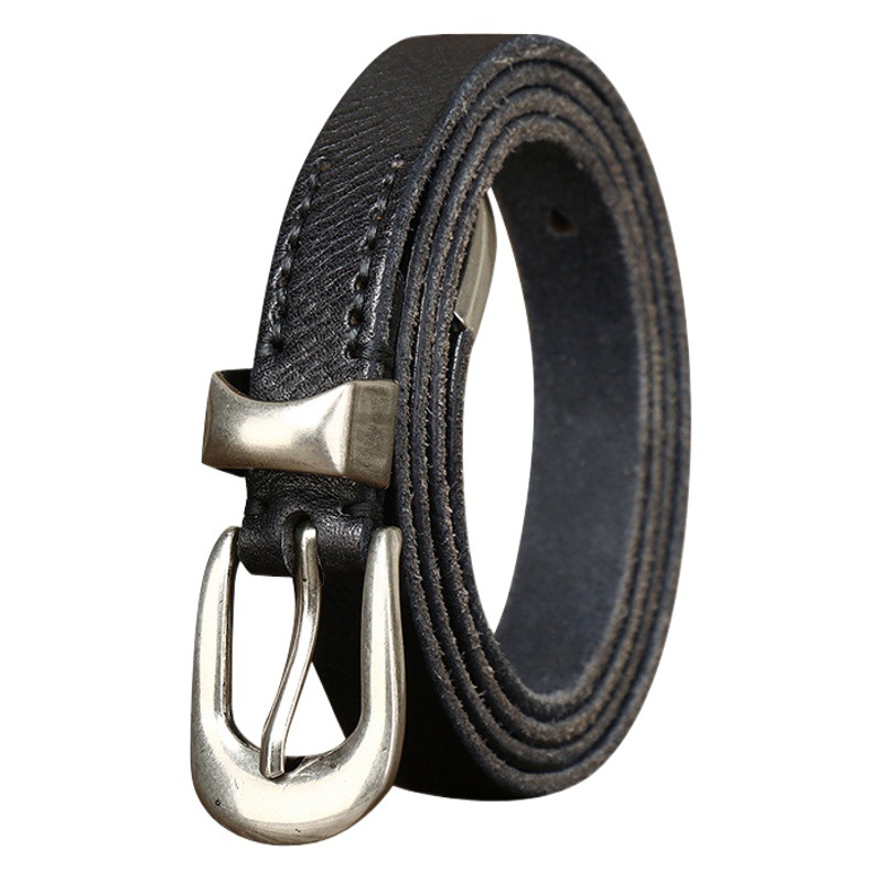 1.8cm Genuine Leather Belt Women's Pin Buckle Korean Fashionable All-match Personalized Retro Pure Cowhide Belt Belted Skirt Belt