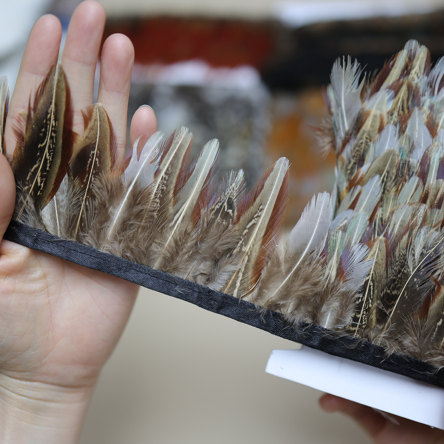 Wholesale Pheasant Feather Cloth Edge Cloth DIY Small Feather Skirt Clothing Accessories Decorative Wedding Lace