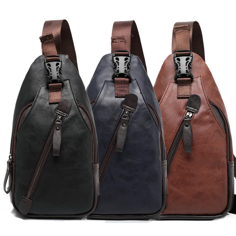 Picture of Wholesale New Korean Style Pu Leather Men's Chest Bag, Fashionable Shoulder Bag, Crossbody Bag, Hanging Bag, Cycling Backpack