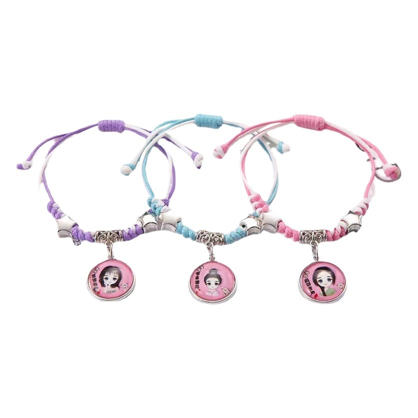 Student Best Friend Three-Person Braided Bracelet Korean Style Simple and Cute Friendship Three-Piece Set Pure Handmade Colorful Rope Wholesale