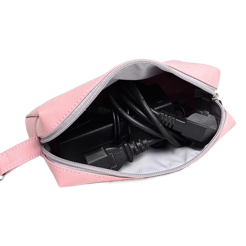 Computer data cable bag Power bag pen bag with hook pink mobile hard disk bag pink black red earphone bag