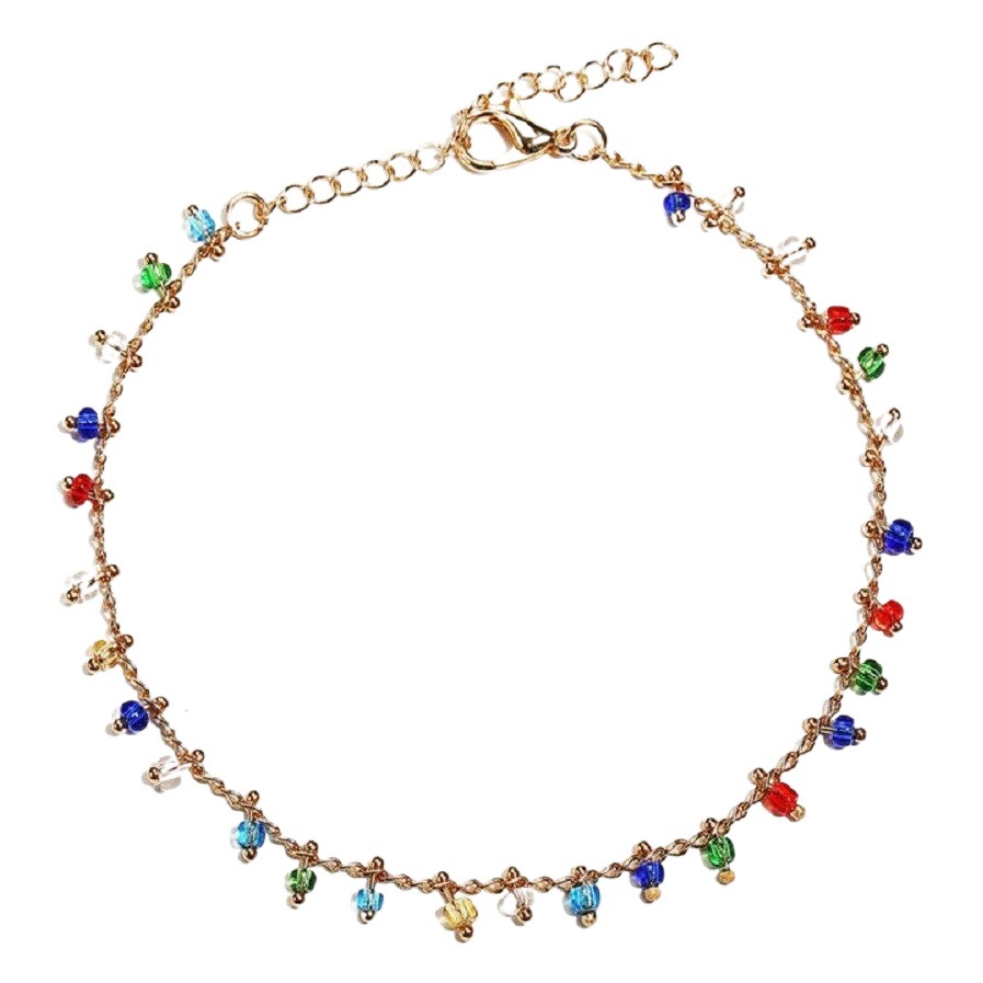 Colorful Rice Beads Tassel Pendant Foot Ornament Rice Beads Handmade Gold Chain Women's Hand and Foot Chain Cross-border Supply