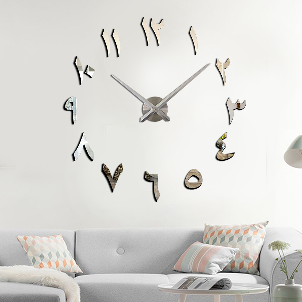 Cross-Border Temu Hot-Selling Indian Digital Wall Clock Home Decoration DIY Acrylic Art Clock Manufacturer Wholesale