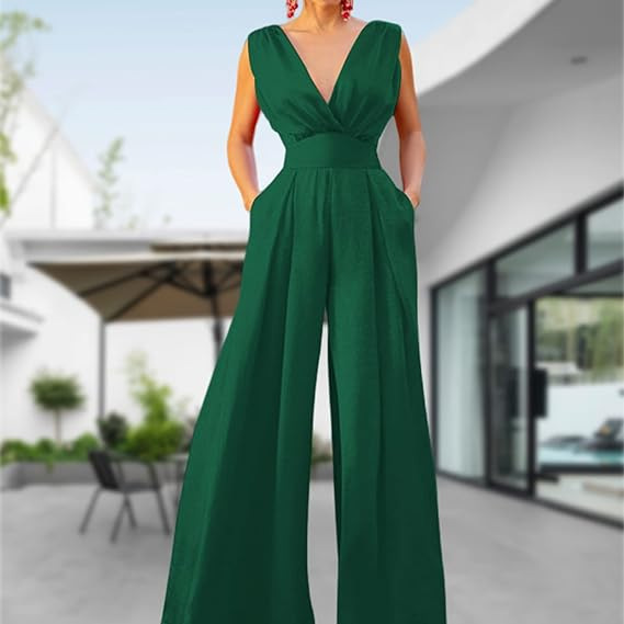 Picture of 2024 Cross-border Foreign Trade Spring and Summer Chinese Style Long Dress New Chinese Style Jumpsuit V-Neck Mid-waist Temperament Commuter Jumpsuit