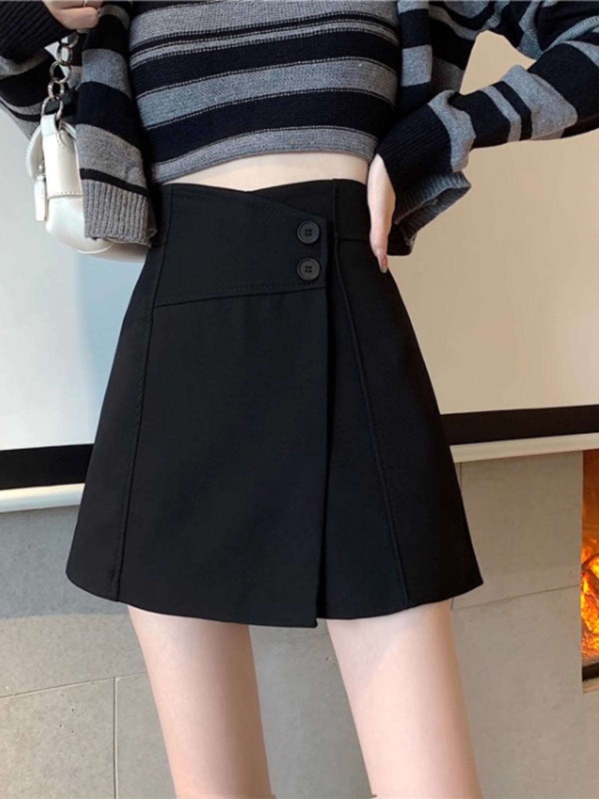 Shorts Women's 2024 Spring New High Waist Slimming Design Sense A- line Skirt Pants Fashion Casual Loose Wide Leg Pants