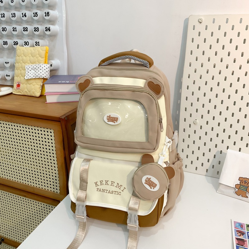 Picture of High Yan Value Ins Style Schoolbag Junior High School Girl's Backpack High School Student's Large Capacity Cute Pain Bag Dopamine Backpack
