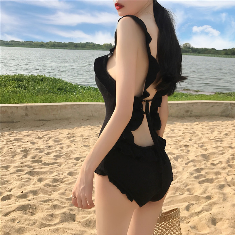 Women's South Korea Swimsuit Ins Sexy Backless Small Chest Gathering Belly-Covering Slimming 2022 New Fairy Swimsuit