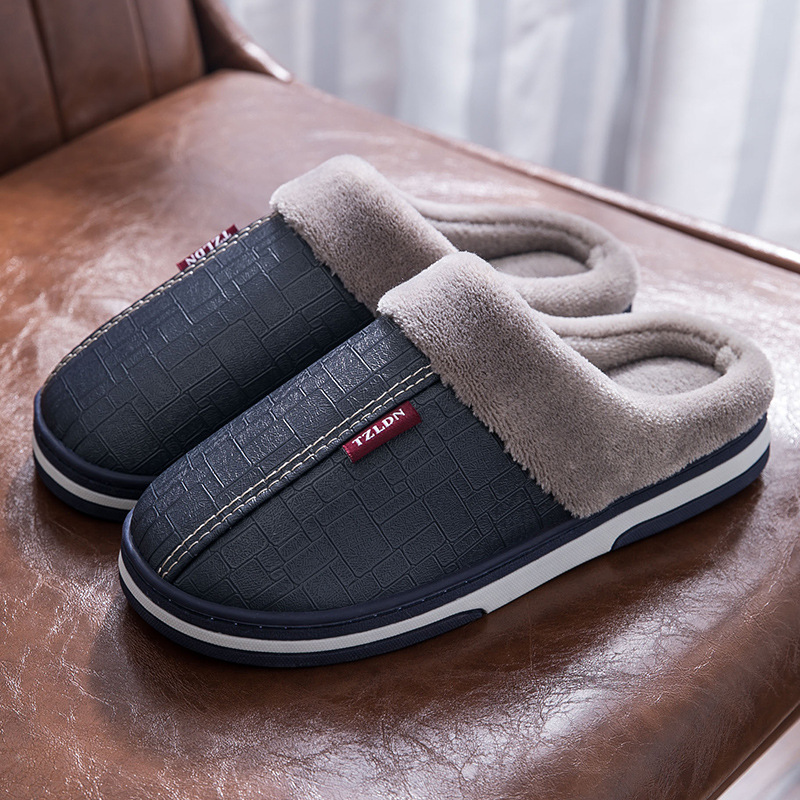 Picture of Home Cotton Slippers for Men, Autumn and Winter Thick-Soled Non-Slip Indoor Warm Plush Slippers for Women, Comfortable at Home