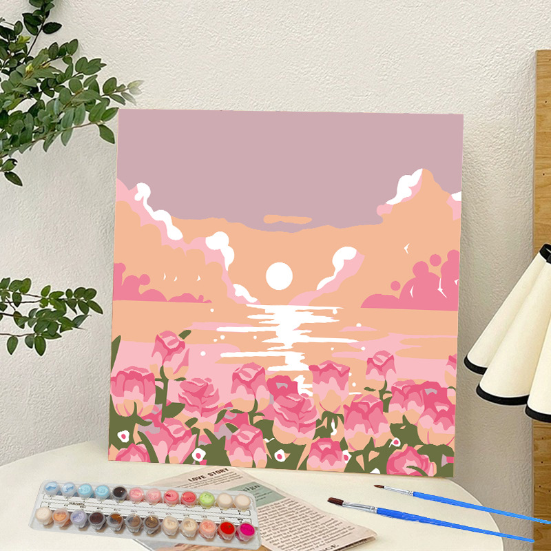 Picture of Digital oil painting landscape Dafen village hand-painted mathematical oil painting coloring painting oil painting flowers flower oil painting wholesale