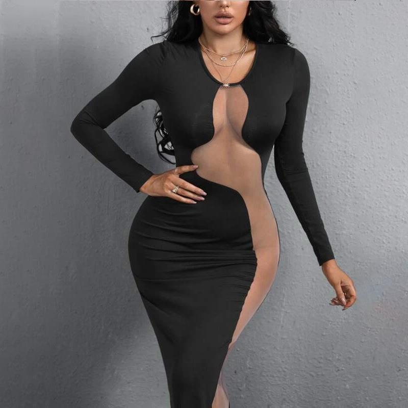 Perspective Sexy Tight Skirt Curves See-Through Mesh Figure-Showing European and American Sexy Tight Skirt