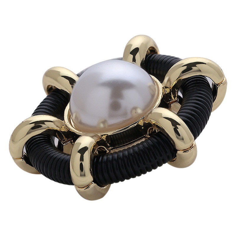 Chanel Style Metal Button Hollow-out High-end Pearl Button Women's Top Sweater Coat Coat Round Button