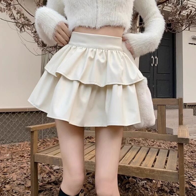 Puffy Skirt for Women Spring & Fall 2024 New High-waist Slim Cake Skirt Small Pleated A-line Short Skirt