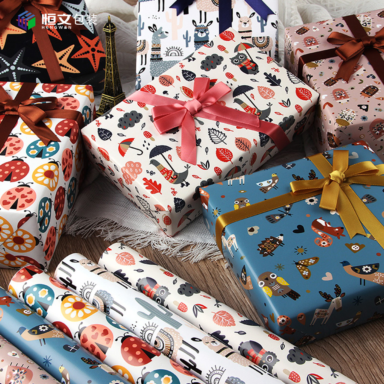 Cute Gift Paper Cartoon Toy Wrapping Paper Birthday Gift Wrapping DIY Paper Birthday Dormitory Wallpaper Wrapping Paper