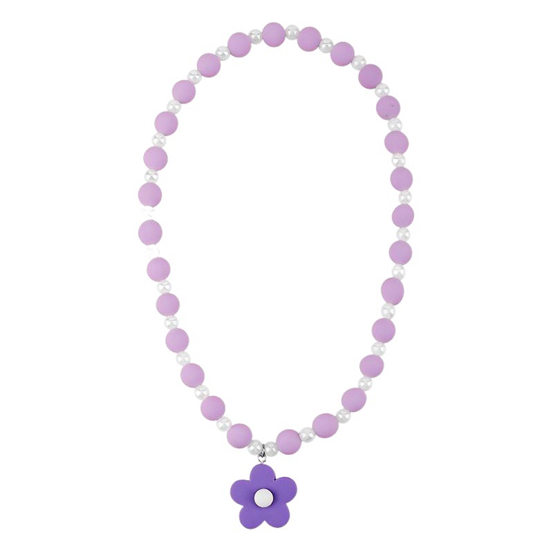 Spot wholesale Korean ins three-color optional acrylic Net red flower necklace cute flower pendant children's necklace