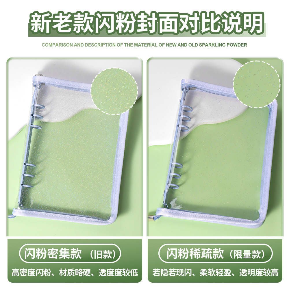Picture of Spot Cute Popular Storage Bag Six-Hole Loose-Leaf Book Ins Style Star Chasing A5A6 Transparent Zipper Notebook Shell