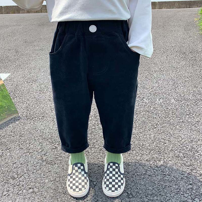 Picture of Boys' White Pants Children's Western Style Korean Style Trousers for Middle and Small Children's Spring and Autumn Girls' Baby's Denim Casual Trendy Pants