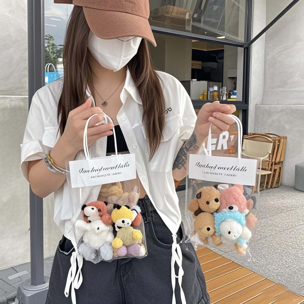 Cultural and Creative Holiday Handbags Transparent Mini Small Toys Stationery Jewelry Store Bags Plastic Packaging Bags Gift Bags