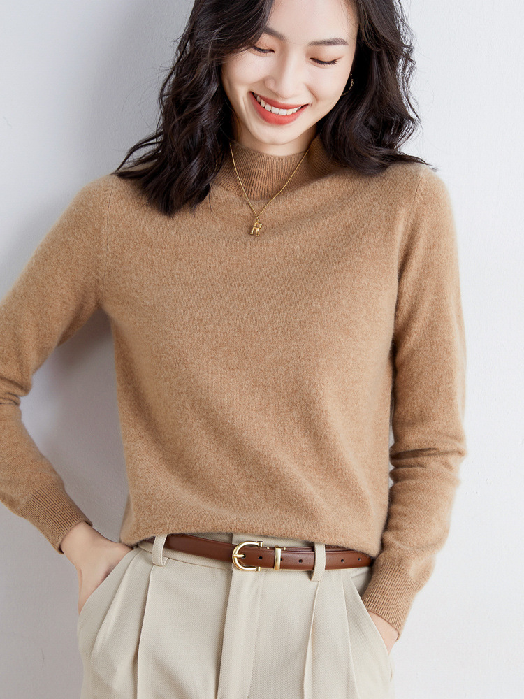 Picture of 2022 Spring and Autumn New Women's Loose Half-turtleneck Wool Knitwear Pullover Base Shirt Sweater