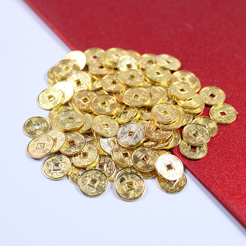Picture of Fortune tree Crafts accessories copper coins/alloy copper coins 2.0cm Golden Lucky Dragon and Phoenix copper coins epoxy accessories