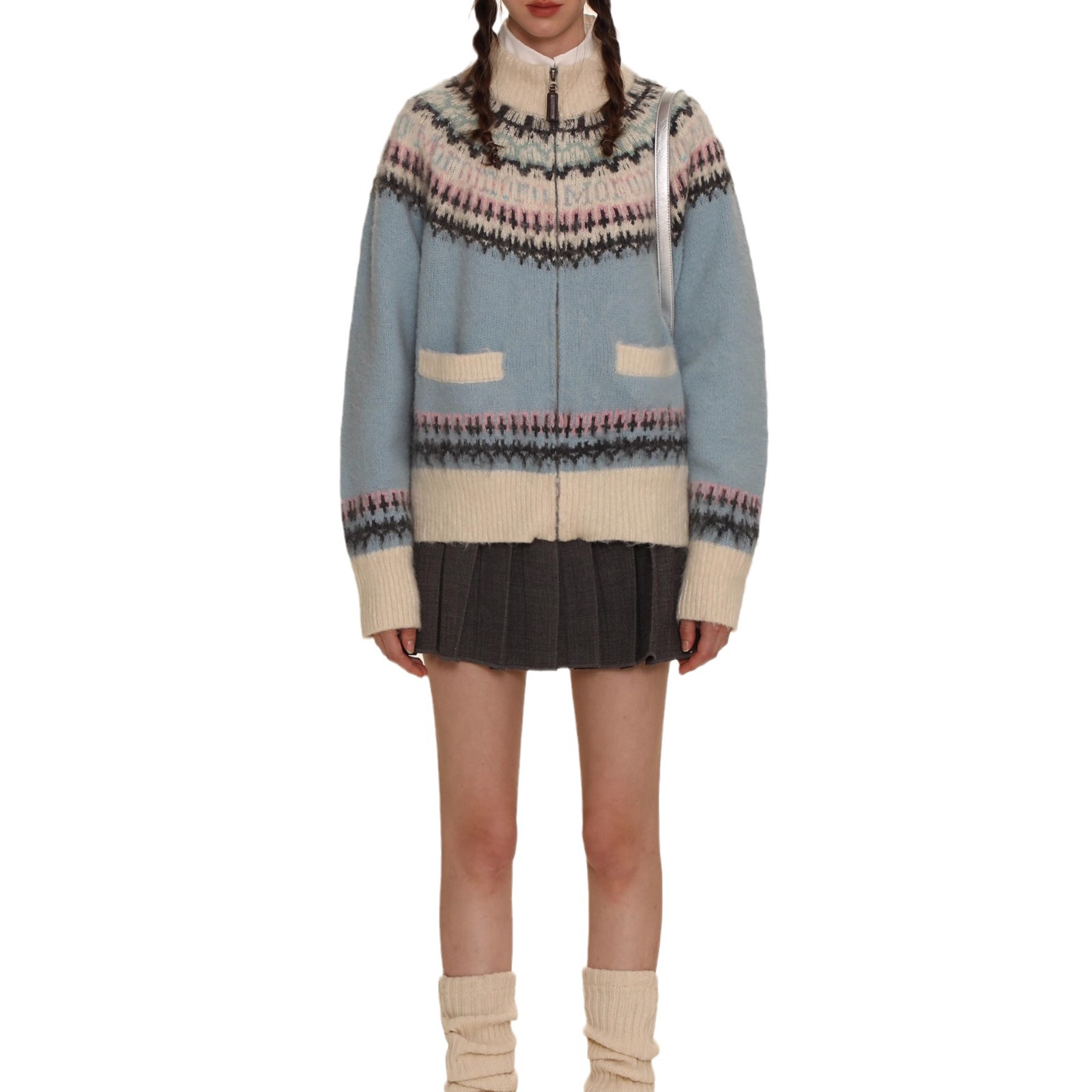 Picture of Moromoro winter New soft glutinous atmosphere sweater coat women's fairisland round neck zipper knitted cardigan