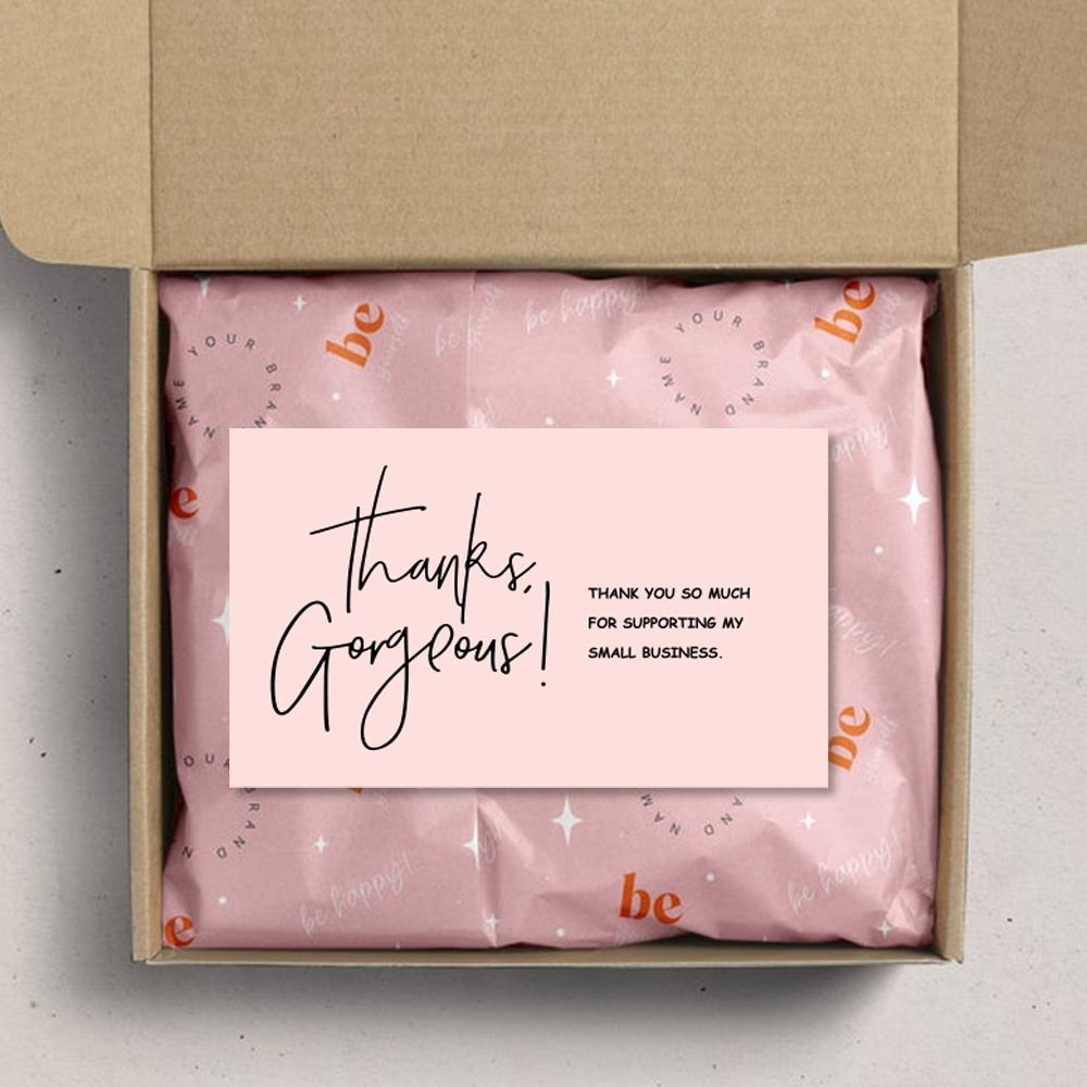 Picture of Amazon Cross-Border Wholesale Pink Thank You Card Coated Paper Card Thank You Gift Card Packaging Card