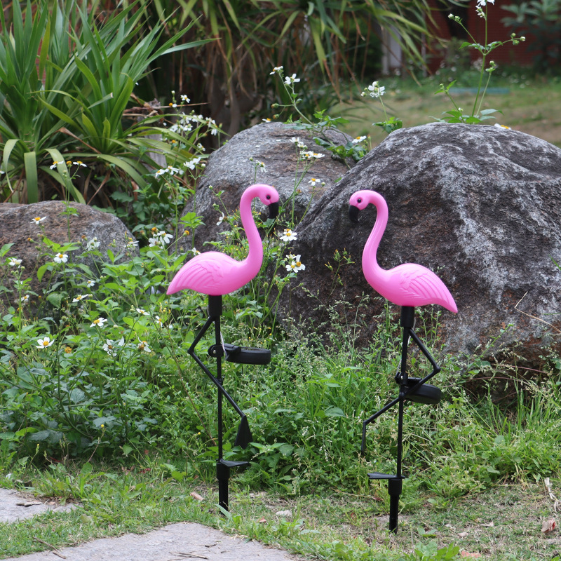 Solar Flamingo Outdoor Garden Lights Floor Lights One Drag Three Outdoor Garden Landscape Courtyard Decorative Lawn Lights