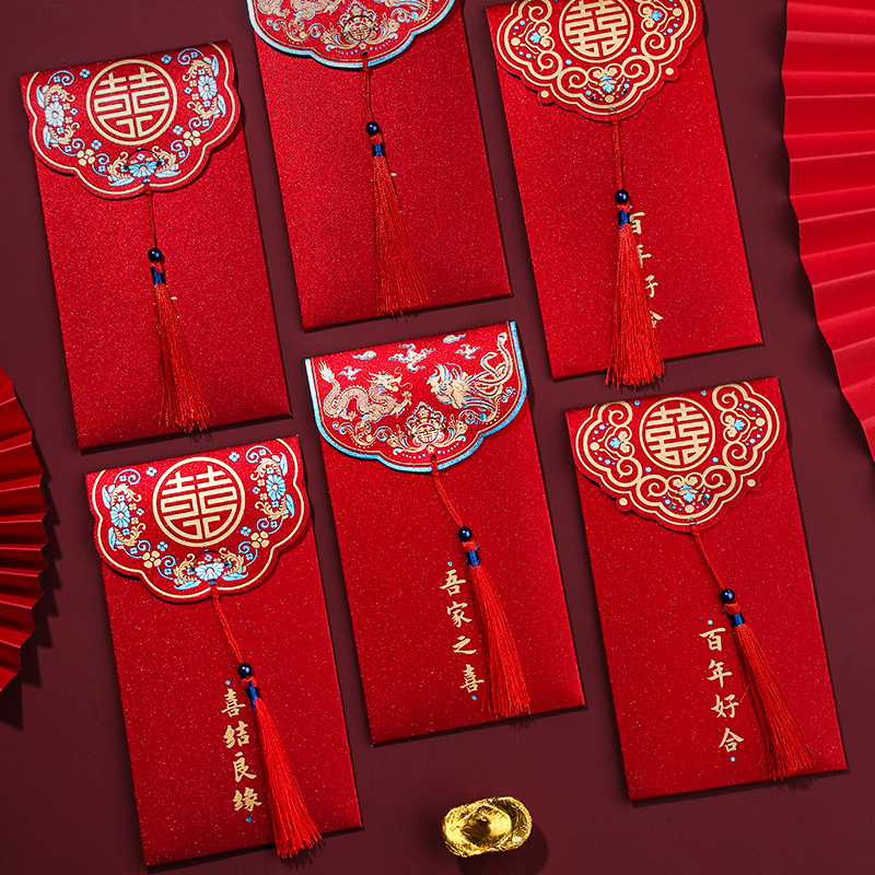 Picture of New red envelope, red envelope, personalized tassel bag, 100 yuan large bill, retro high-end wedding 2024 new wedding