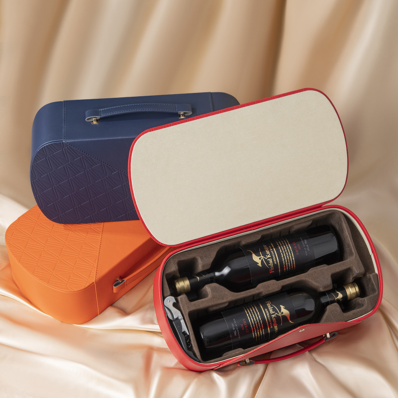 Red Wine Gift Box Satchel Gift Box Packaging Box Wholesale Creative High-End Flip Tea Carton Ready-Made Printed Logo