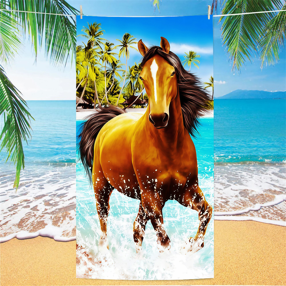 Picture of Cross-border microfiber double-sided velvet beach towel custom LOGO digital printing large bath towel rectangular thick towel