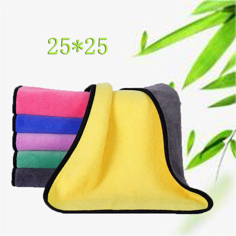 25*25 Coral Velvet Multifunctional Small Towel 400g Housekeeping Cleaning Small Square Towel Absorbs Water and Does Not Shed Lint