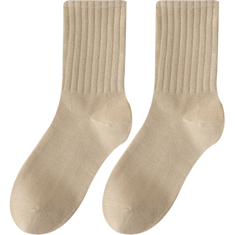 Pure Cotton Women's Mid-Calf Socks for Autumn and Winter, Sweat-Absorbing Sports Socks, Versatile Casual Japanese-Style Long Socks, Zhuji Socks