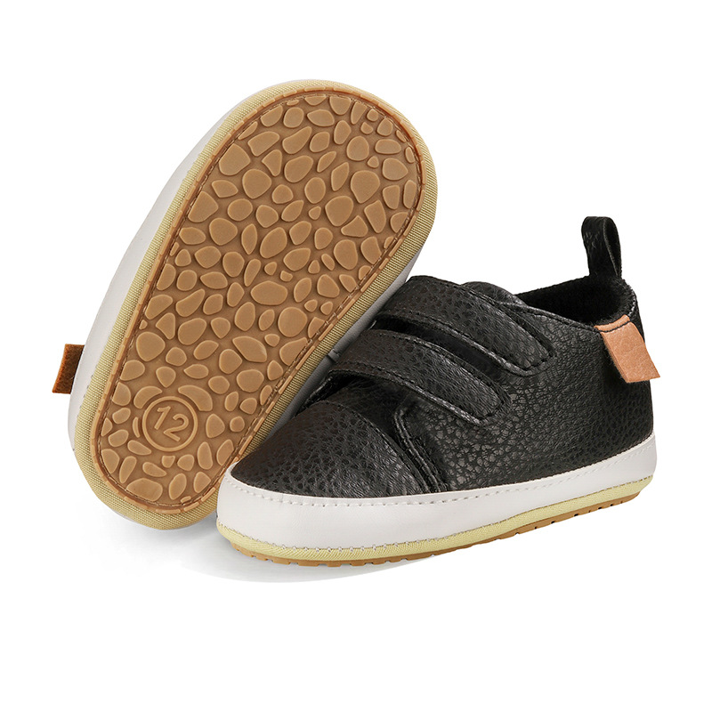 Picture of Spring and Autumn 0-1 Year Old Baby Toddler Shoes PU Velcro Baby Boys and Girls Wave Shoes Indoor and Outdoor Leather Shoes with Soft Sole
