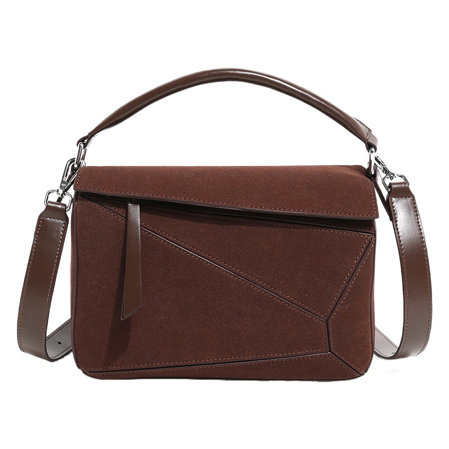 Picture of Autumn and Winter new simple pulzz portable geometric bag frosted shoulder bag women's bag versatile stitching crossbody large capacity
