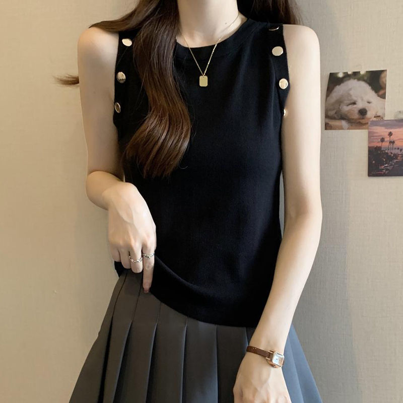 Picture of 2025 New Summer Style Slimming Inner Design Ice Silk T-Shirt Sleeveless Bottoming Stripesd Camisole for Women