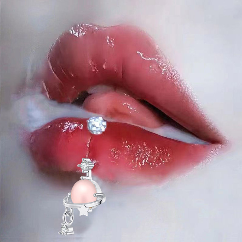 Picture of Cross-Border Flashing Love Mud Ball Lip Ring Wholesale Oil Dripping Fine Glitter Niche Sweet Hot Girl Lip Nail Piercing Jewelry