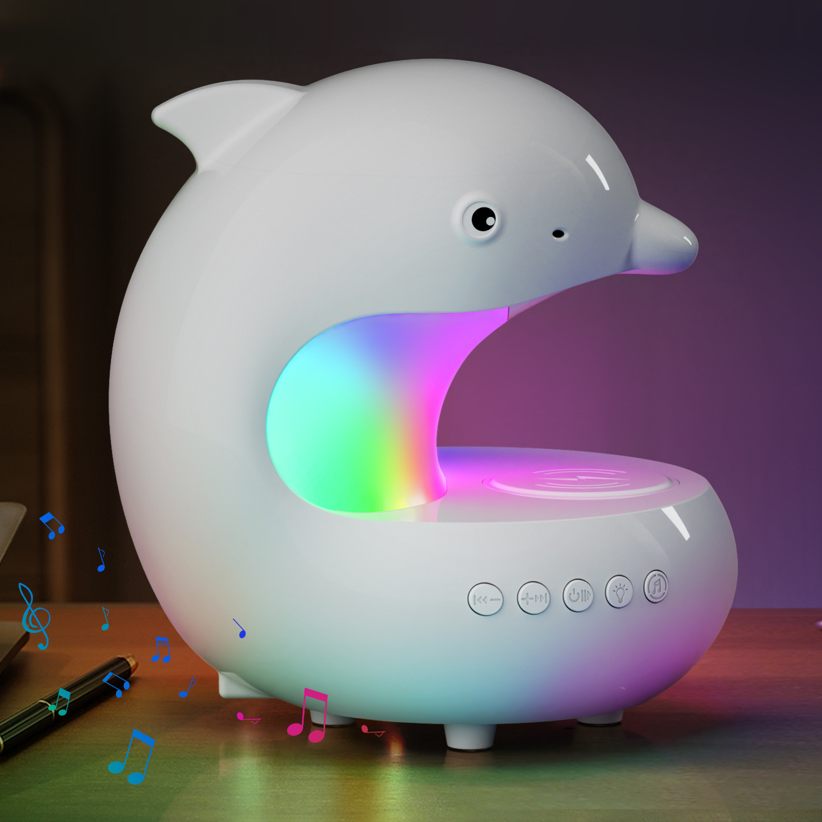 Cross-Border New Table Lamp Bedroom Bedside Lamp Mobile Phone Wireless Charging Night Light Bluetooth Rgb Music Led Atmosphere Light