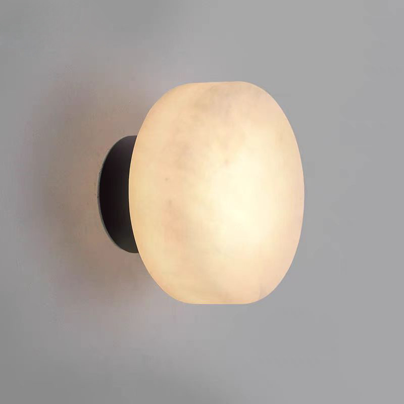 Picture of Cross-border Nordic simple round marble living room wall lamp high-level feeling model room hotel atmosphere bedroom bedside lamp