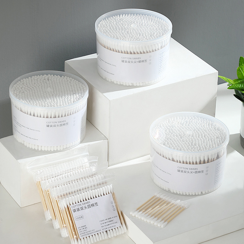 Picture of Boxed Double-Headed Cotton Swabs, Disposable Makeup Cotton, Small-Head Ear-Picking Cotton Swabs, Sanitary Napkins, Round-Head Pointed Wooden Swabs, Cotton Swabs